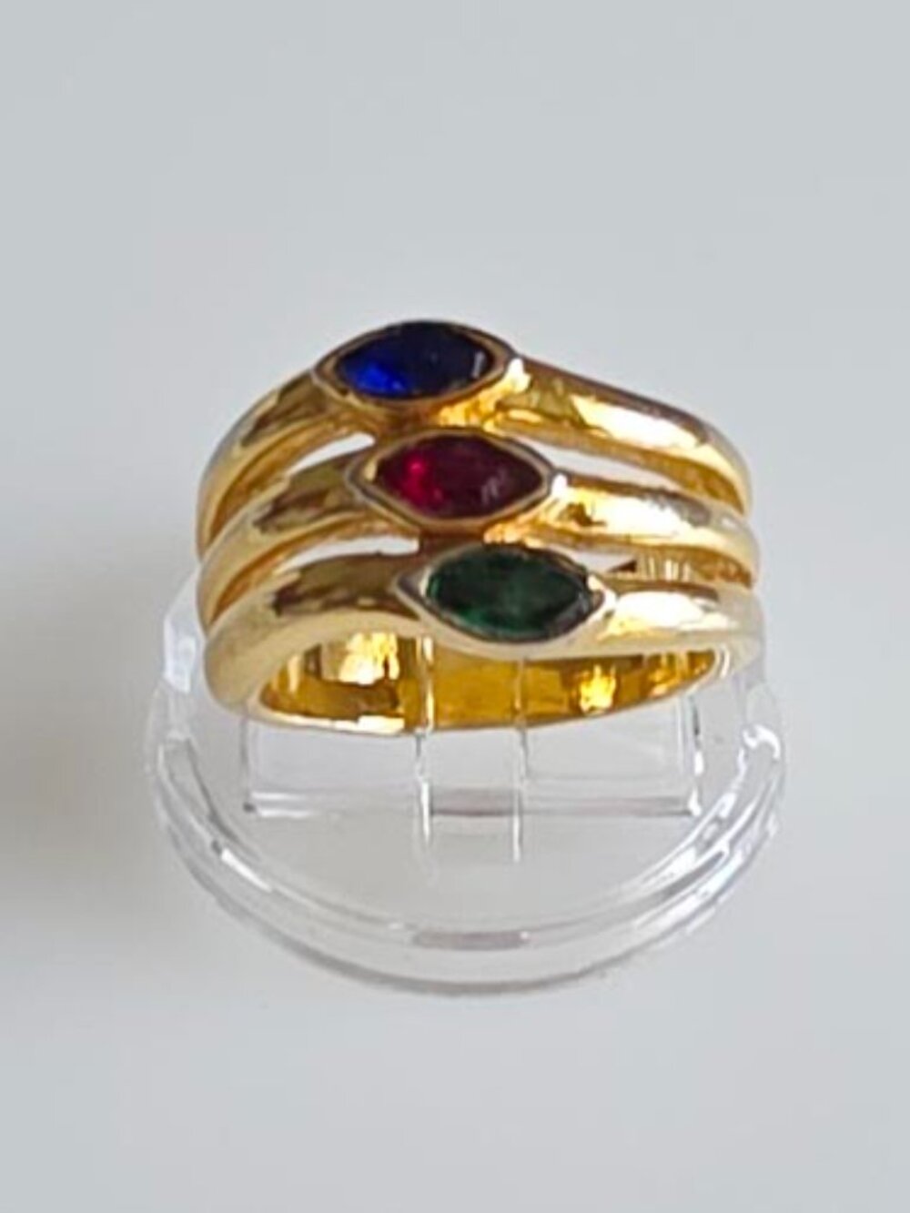 Vintage Multi-Color Crystal Gold-Plated Ring